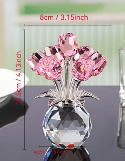 đ„Last Day 49% OFFâšCrystal Colourful Rose Figurine with Vase
