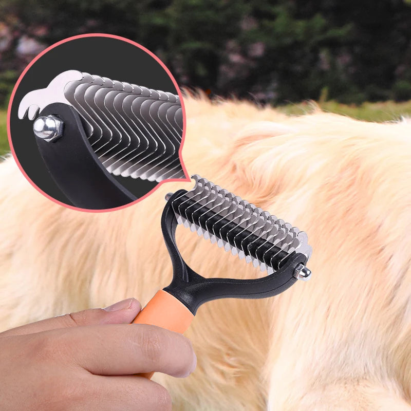 Double-Sided Deshedding Pet Grooming Brush – Dual-Sided Design, Ergonomic Handle & Gentle Grooming ✨