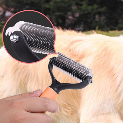 Double-Sided Deshedding Pet Grooming Brush – Dual-Sided Design, Ergonomic Handle & Gentle Grooming ✨