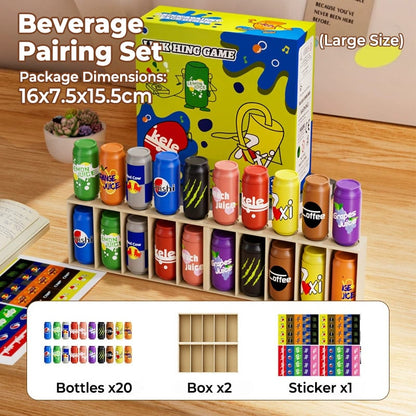 Baby Memory Matching Game, 10 Drink Bottle Pairs Toy, Color Recognition & Cognitive Development, Interactive Parent-Child Fun Activity