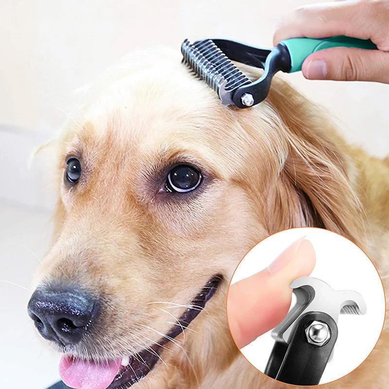 Double-Sided Deshedding Pet Grooming Brush – Dual-Sided Design, Ergonomic Handle & Gentle Grooming ✨