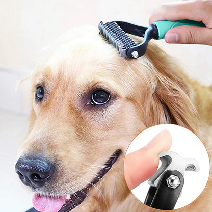 Double-Sided Deshedding Pet Grooming Brush – Dual-Sided Design, Ergonomic Handle & Gentle Grooming ✨