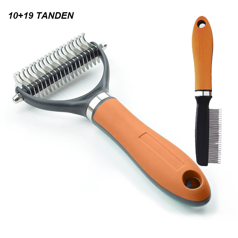 Double-Sided Deshedding Pet Grooming Brush – Dual-Sided Design, Ergonomic Handle & Gentle Grooming ✨