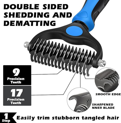 Pet Grooming Brush-Double Sided Hurtless Shedding