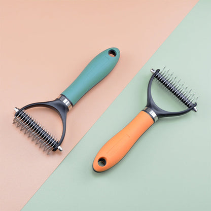Double-Sided Deshedding Pet Grooming Brush – Dual-Sided Design, Ergonomic Handle & Gentle Grooming ✨