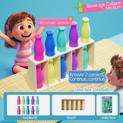 Baby Memory Matching Game, 10 Drink Bottle Pairs Toy, Color Recognition & Cognitive Development, Interactive Parent-Child Fun Activity