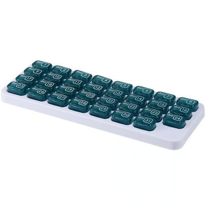 💊Monthly Pill Organizer with Lid - Arthritis-Friendly Easy-Open Lids 31 Removable Daily Pill Pods Date Reminder & Travel Case for Vitamins & Medications