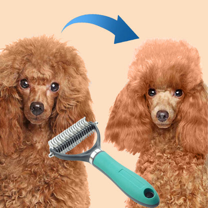 Double-Sided Deshedding Pet Grooming Brush – Dual-Sided Design, Ergonomic Handle & Gentle Grooming ✨