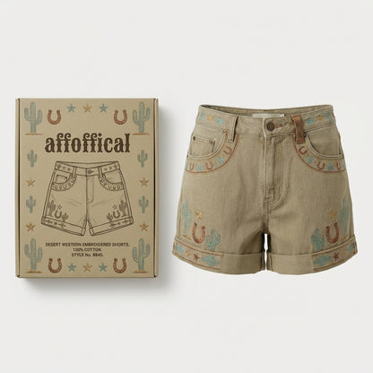 The Desert Western Embroidered Shorts