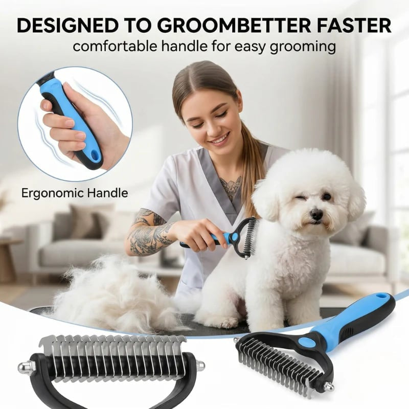 Pet Grooming Brush-Double Sided Hurtless Shedding