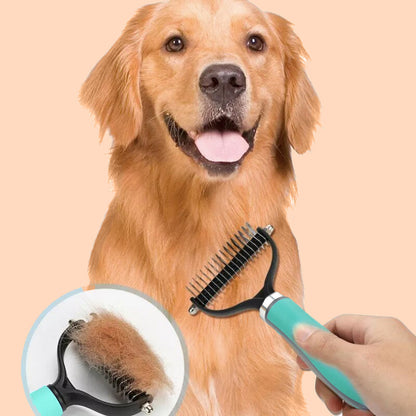 Double-Sided Deshedding Pet Grooming Brush – Dual-Sided Design, Ergonomic Handle & Gentle Grooming ✨