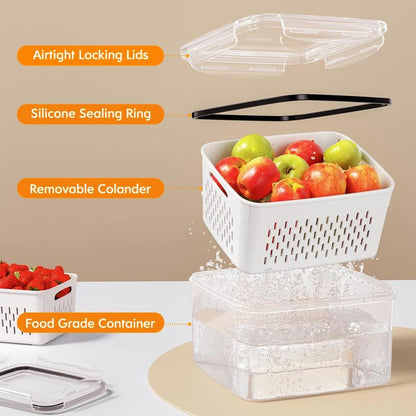 5 Pack Fridge Organizers and Storage - Stackable Fruit Storage Containers
