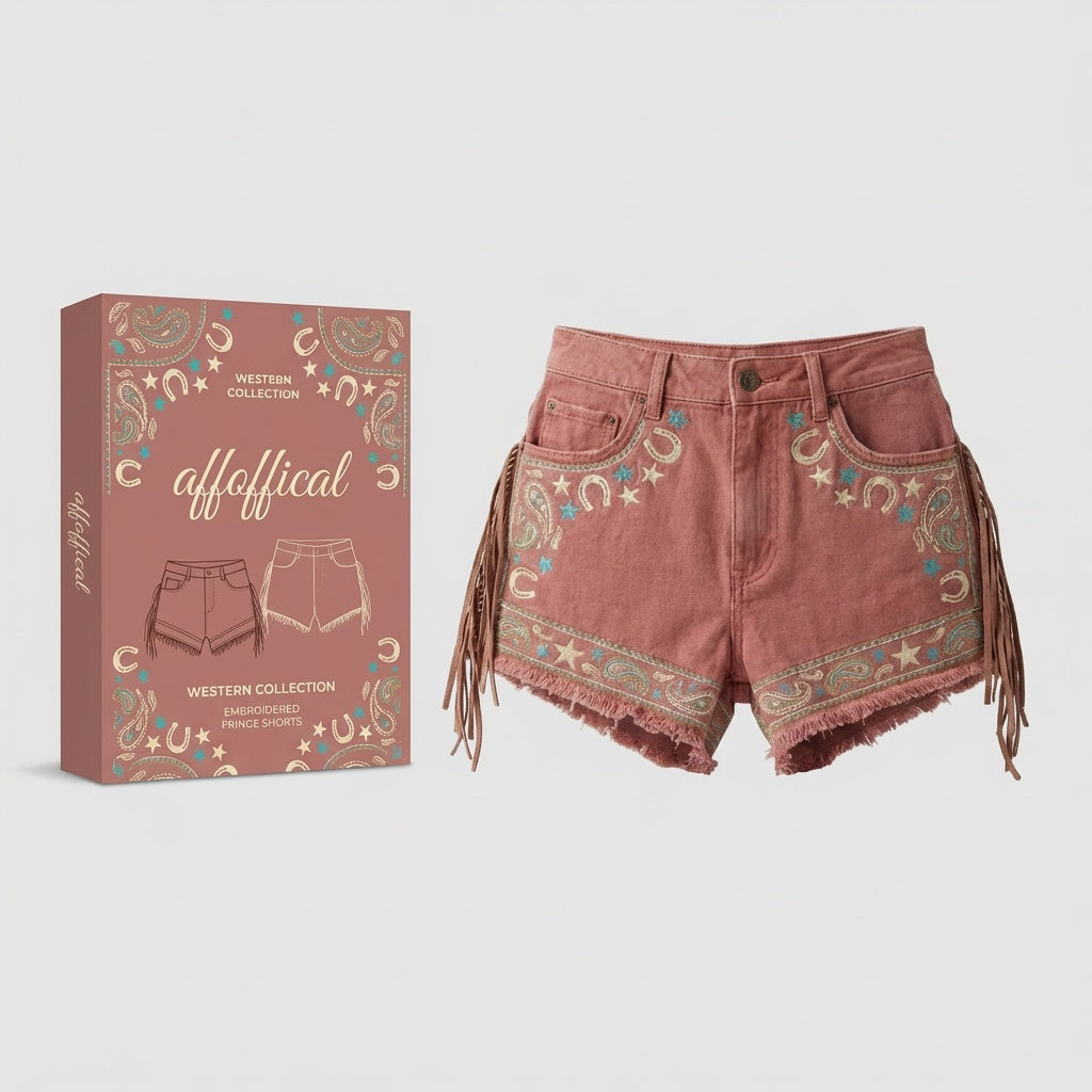 The Embroidered Fringe Shorts – Western Collection