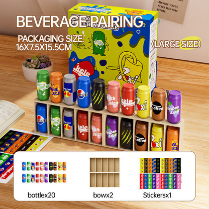 Baby Memory Matching Game, 10 Drink Bottle Pairs Toy, Color Recognition & Cognitive Development, Interactive Parent-Child Fun Activity